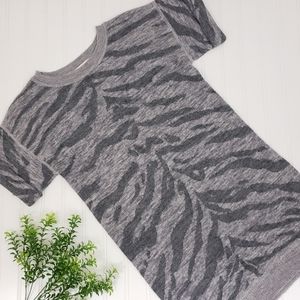Rebecca Taylor Zebra Print Dress Gray size Small Linen Alpaca Lightweight